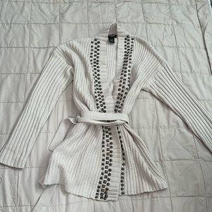 FYLO, XL, Almond-colored, acrylic, studded accents cardigan